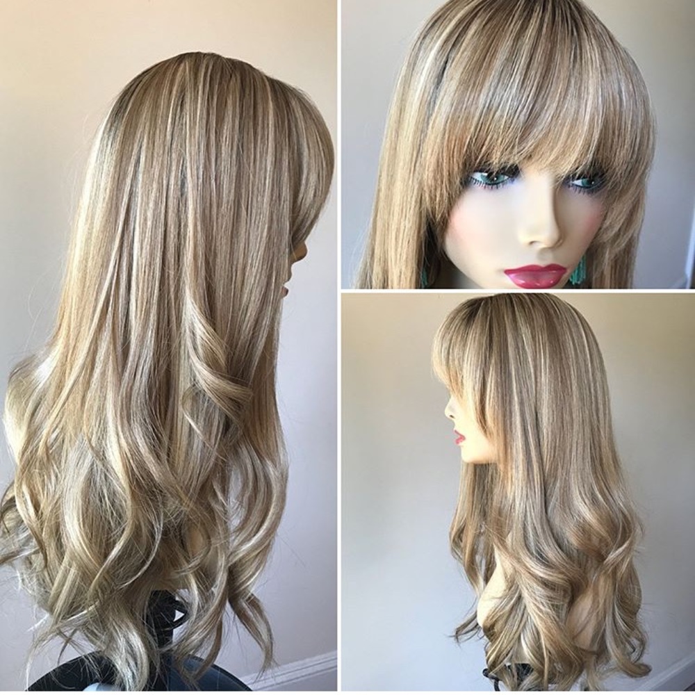 Blonde Human Hair Wig With Bangs